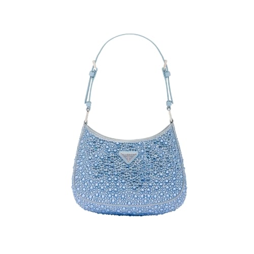 Prada Cleo Satin Bag With Crystals Blue