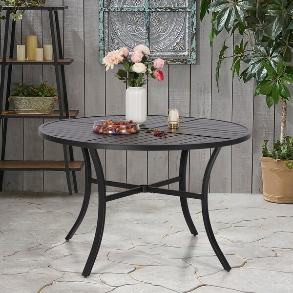 5Piece Patio Dining Sets,4 Swivel chair with Alu Frame and Breathable Textilene Sling Fabric and 1 Round Metal Table