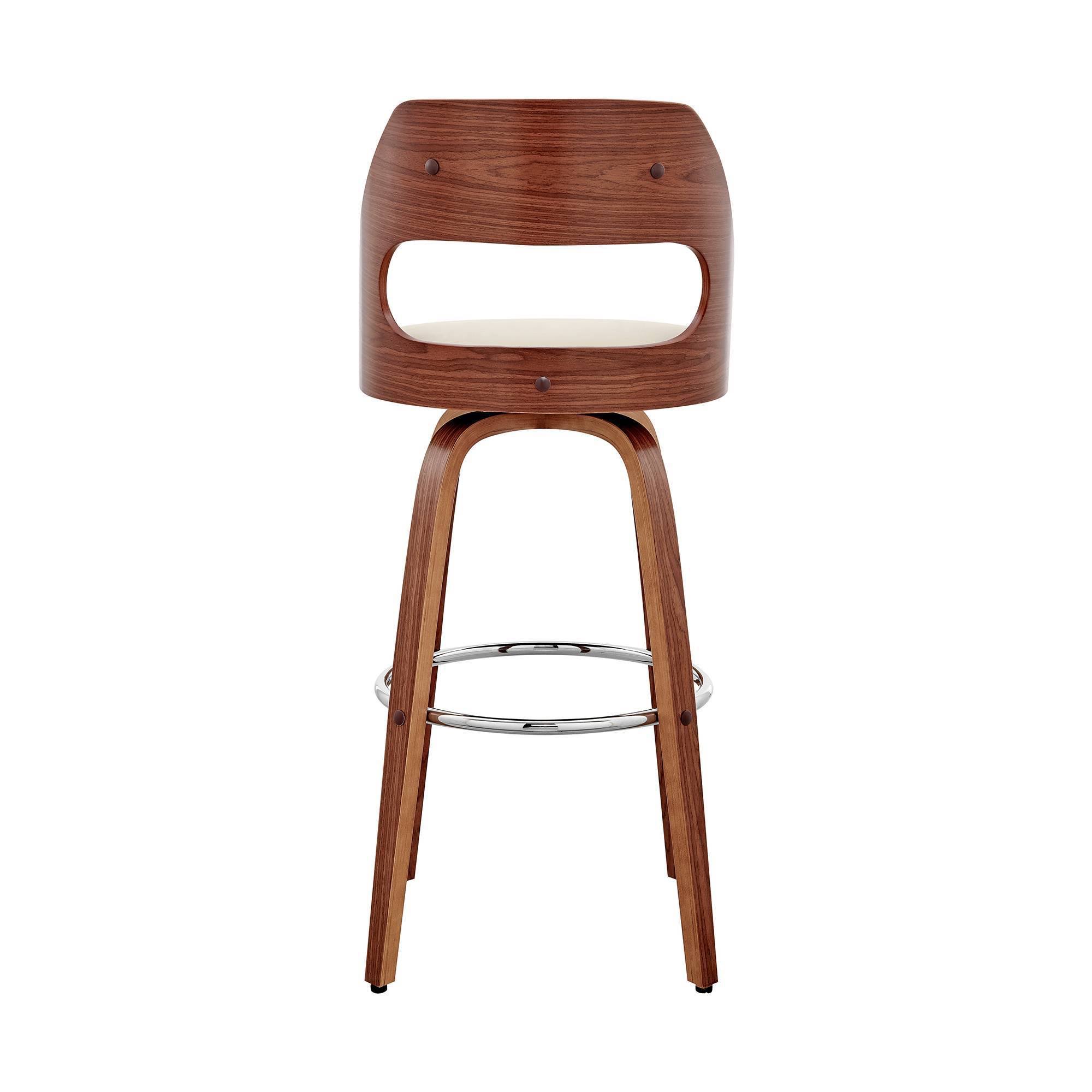 30x22 Julius Counter Height Barstool with Cream Faux Leather Seat Walnut Finish Frame - Armen Living
