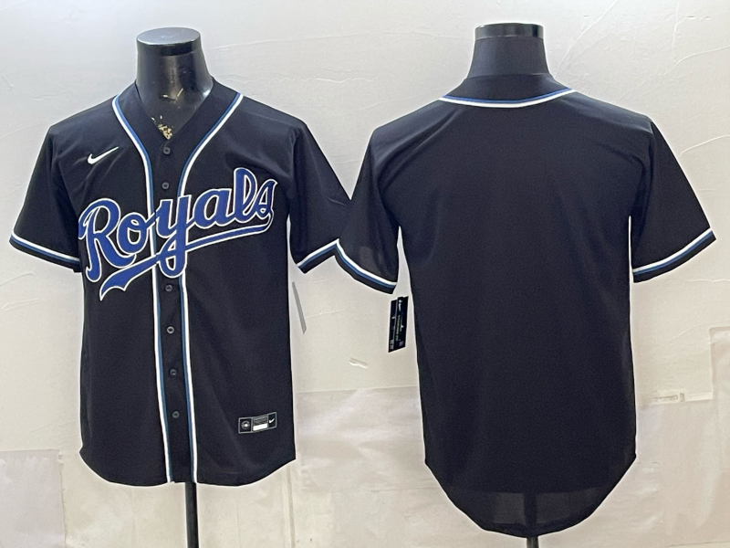 Men's Kansas City Royals Fashion Replica Black Out Jersey
