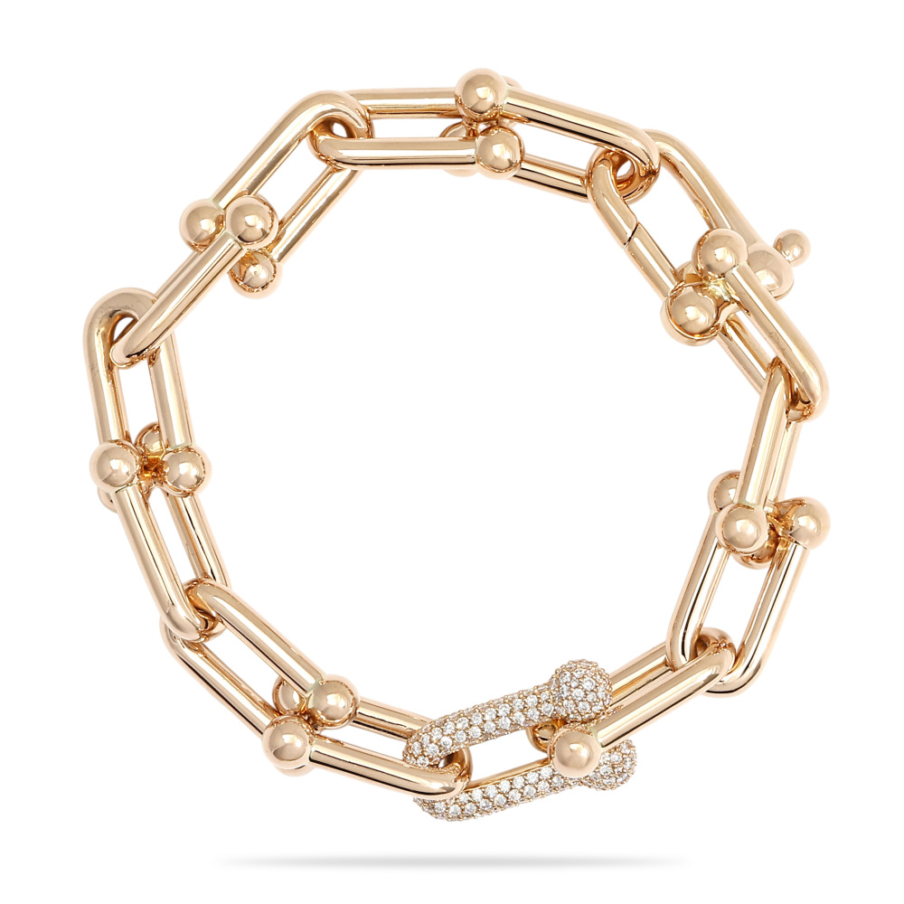 Tiffany & Co. Hardware Link Bracelet 18K Rose Gold Diamond