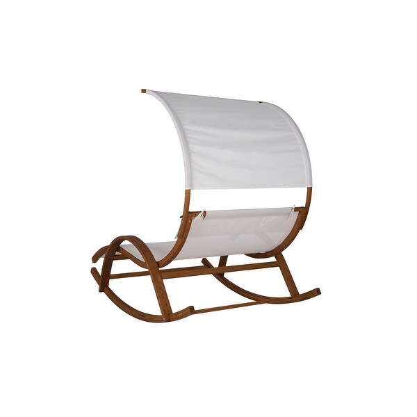 Island Retreat Bentwood Breeze Wood Frame Dual Rocking Lounger With Canopy