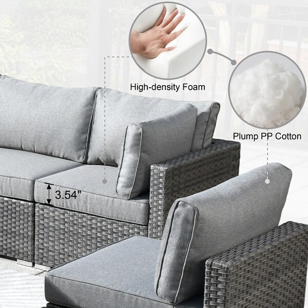 HOOOWOOO 8piece Patio Furniture Set Wicker Sectional Sofa with Fire Pit Table
