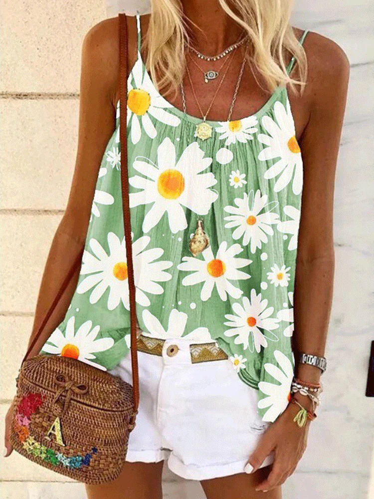 Spaghetti Strap Daisy Tank TopClistos
