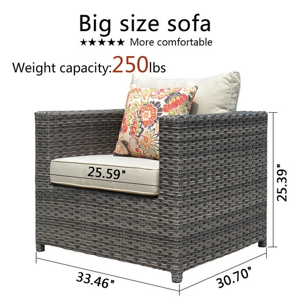 OVIOS Patio Furniture Deep Seat Wicker 9piece Set
