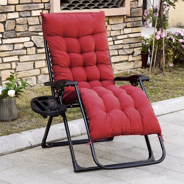 Outsunny Padded Zero Gravity Chairs,Folding Recliner Chair,Patio Lounger with Cup Holder,Adjustable Backrest