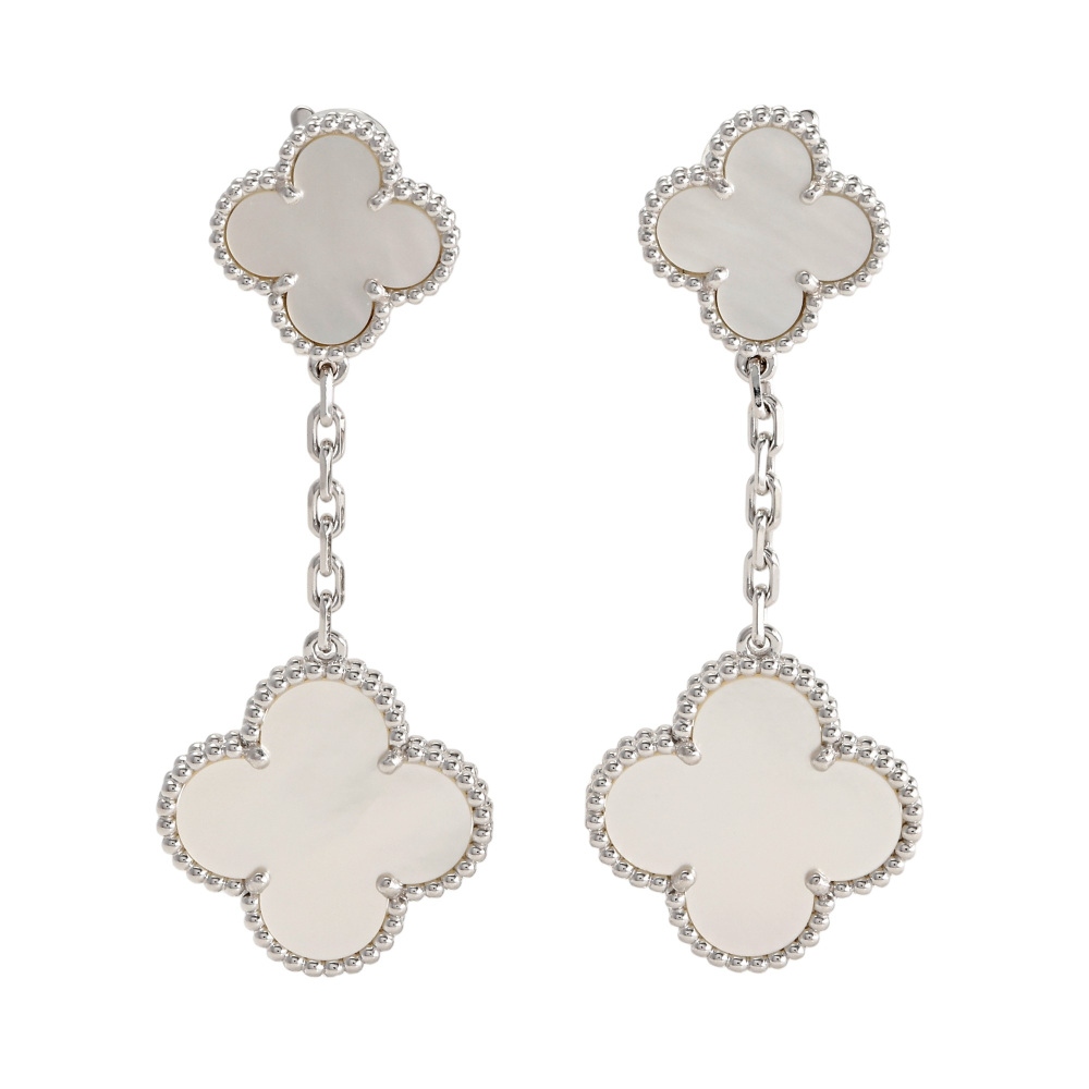 Van Cleef & Arpels Magic Alhambra Semi-custom Product Earrings 18K White Gold Mother of Pearl VCARP3SK00