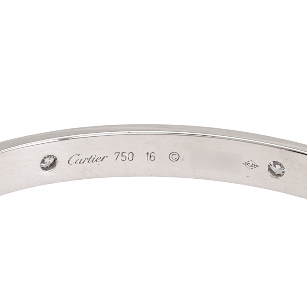 Cartier Love Half Diamond 4P Classic Model Bracelet 18K White Gold B6070100