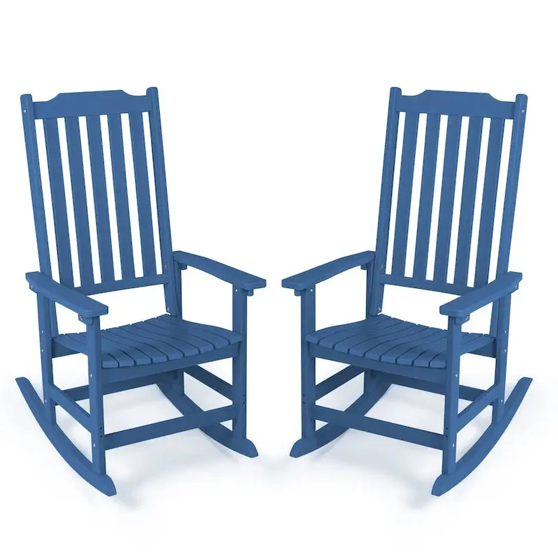 Vrakae All-Weather Rocking Chairs – High-Back Patio Pair with UV-Resistant Construction
