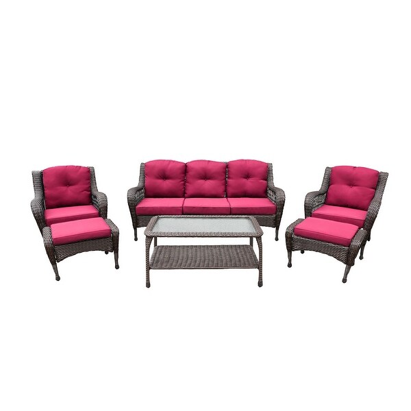 6piece Resin Wicker Patio Furniture Conversation Set with High Back