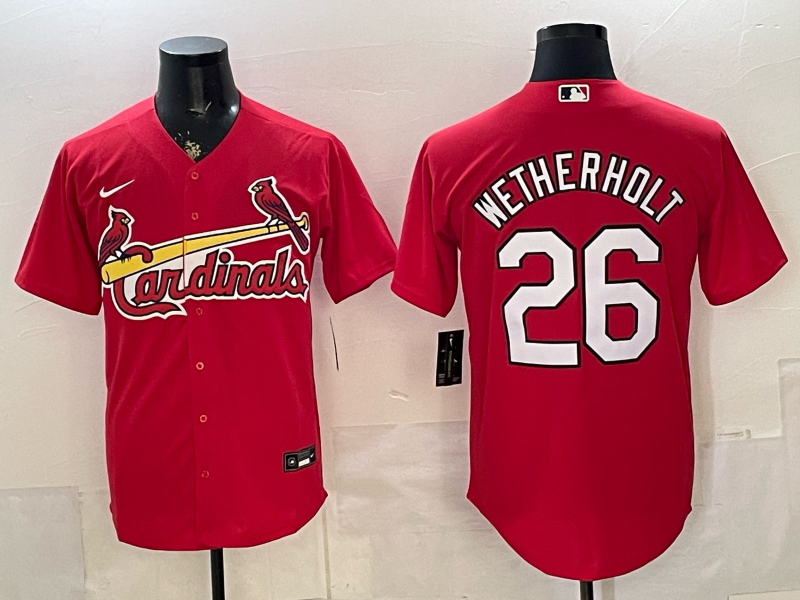 Men's St. Louis Cardinals JJ Wetherholt #26 Red Alternate Replica Player Jersey