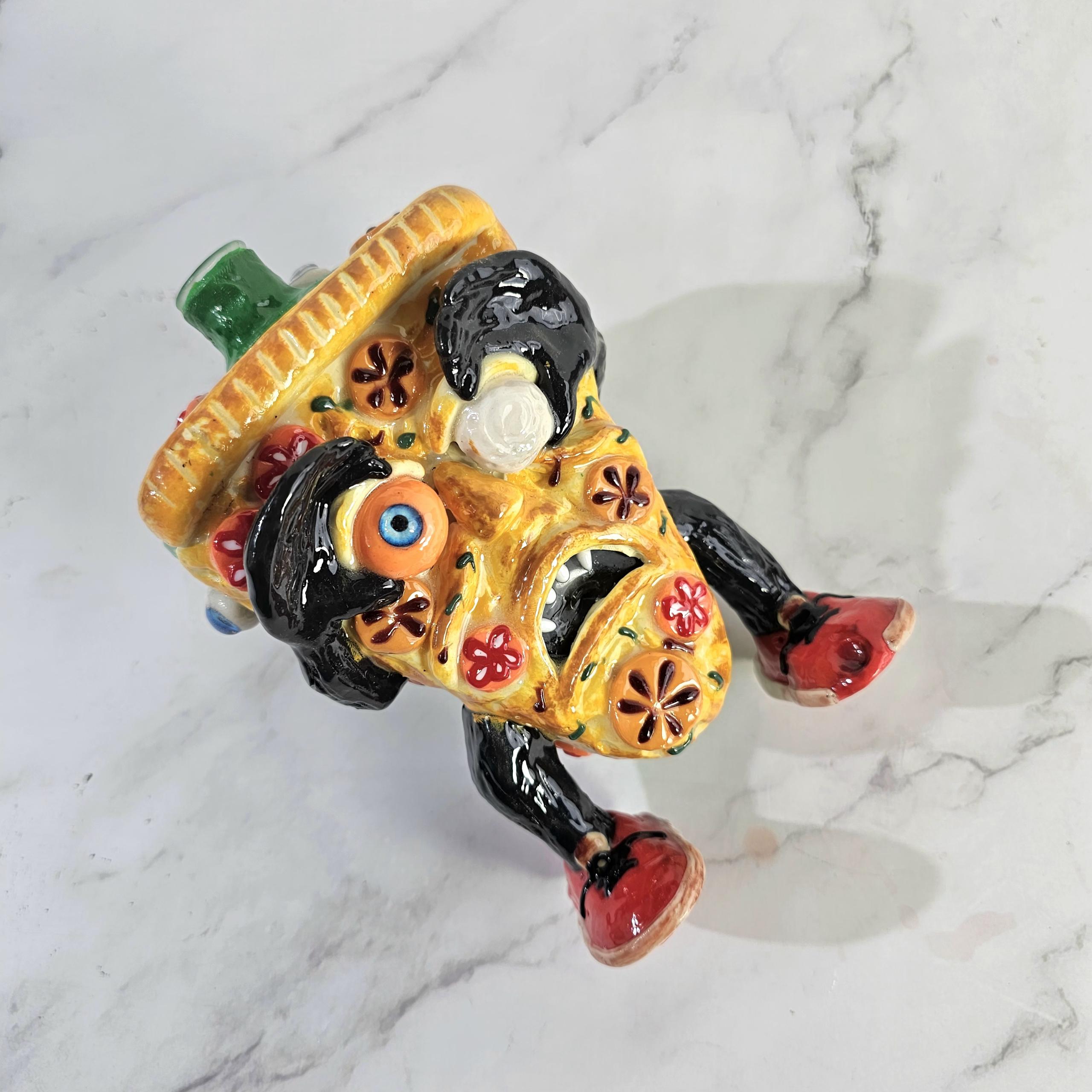 Crazy Pizza Slice mini dab rig cartoon character 14mm male bowl glass