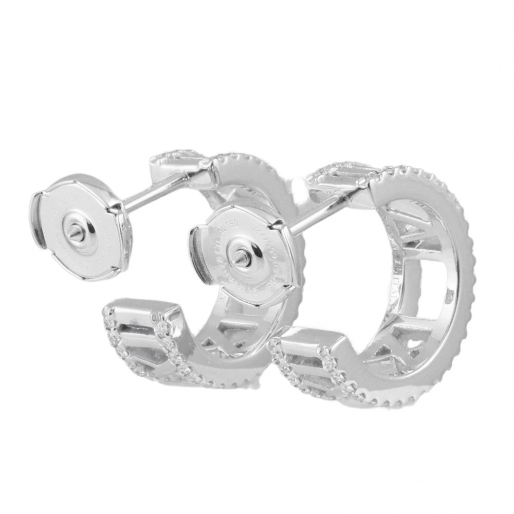 Tiffany & Co. Atlas Hoop Earrings 18K White Gold Diamond