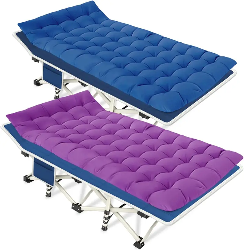 Two-Piece Folding Camping Cot Set – Includes Mattresses, Heavy-Duty Frames & Carry Bags