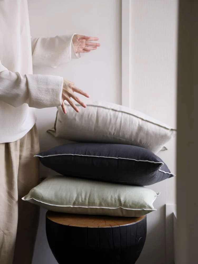 BD090 (Single) - Pure flax French Silk Grade Linen Pillow Support, Wabi-sabi Pillow
