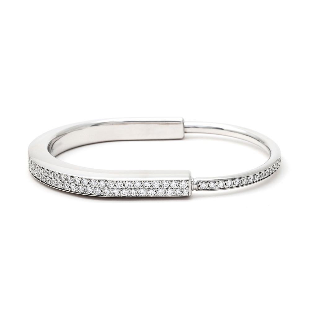 Tiffany & Co. Lock L Bracelet 18K White Gold Diamond 70424967