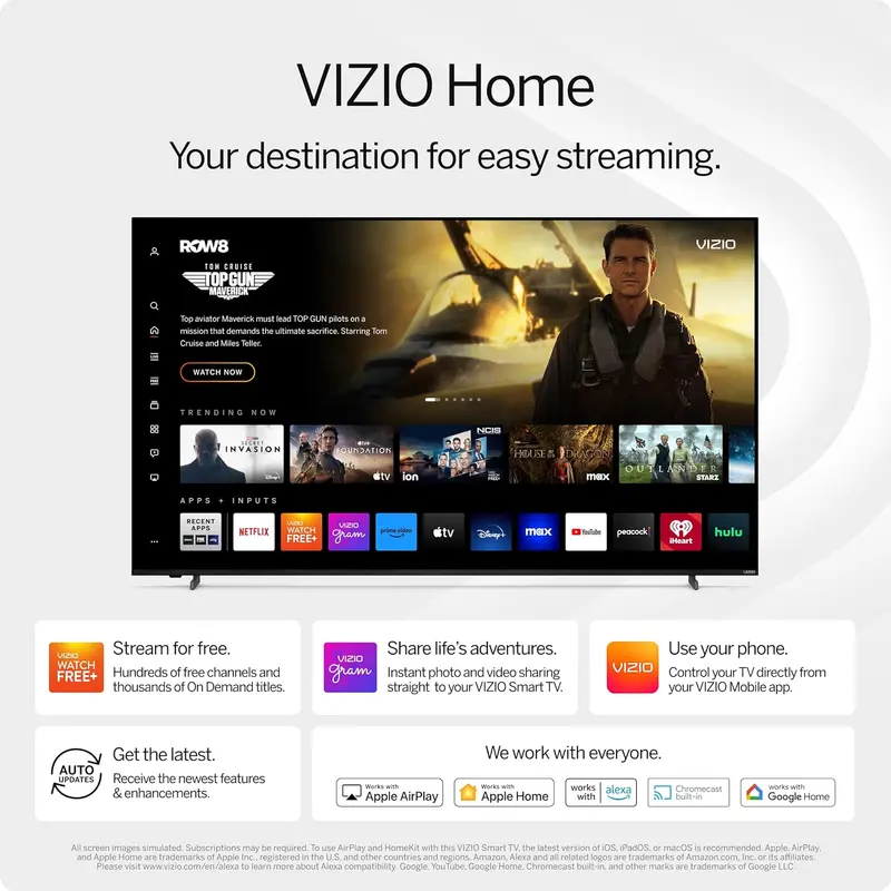 VIZIO 50-Inch 4K Smart TV – HDR10+, Dolby Vision, Wi-Fi 6, Renewed Model with Streaming Capabilities