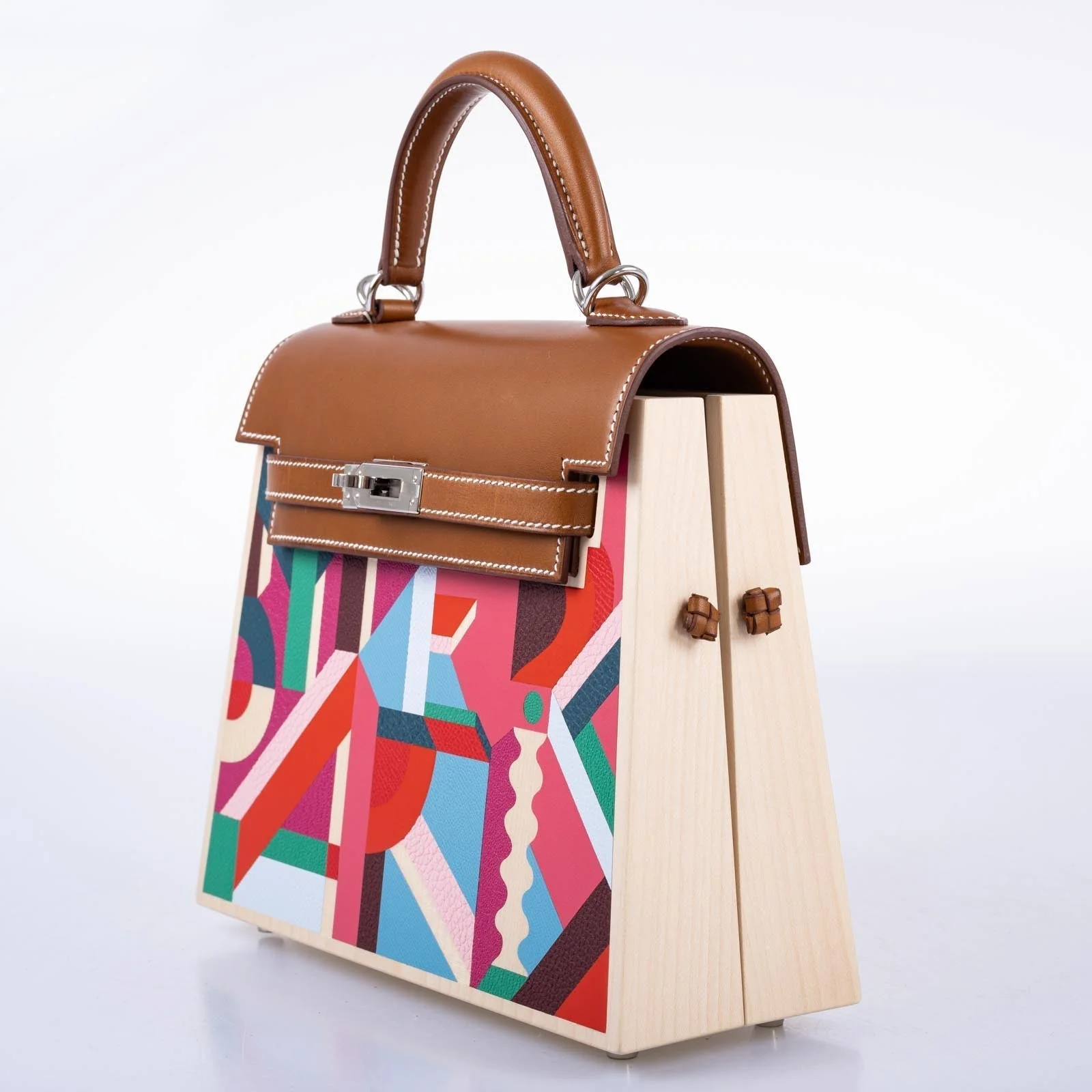 Hermès Kelly Picnic Kellywood Perspective Cavalière Wood Barenia Palladium Hardware