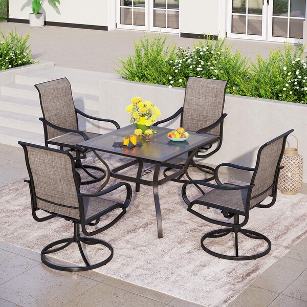 MAISON ARTS 5 Pieces Patio Dining Set,4 Sling Dining Swivel Chairs and 37