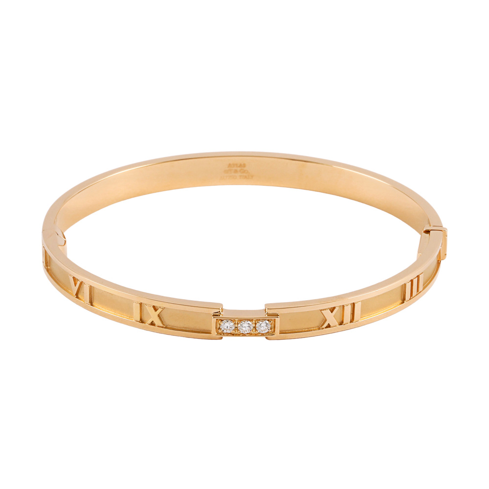 Tiffany & Co. Atlas 3PD Bracelet 18K Yellow Gold Diamond