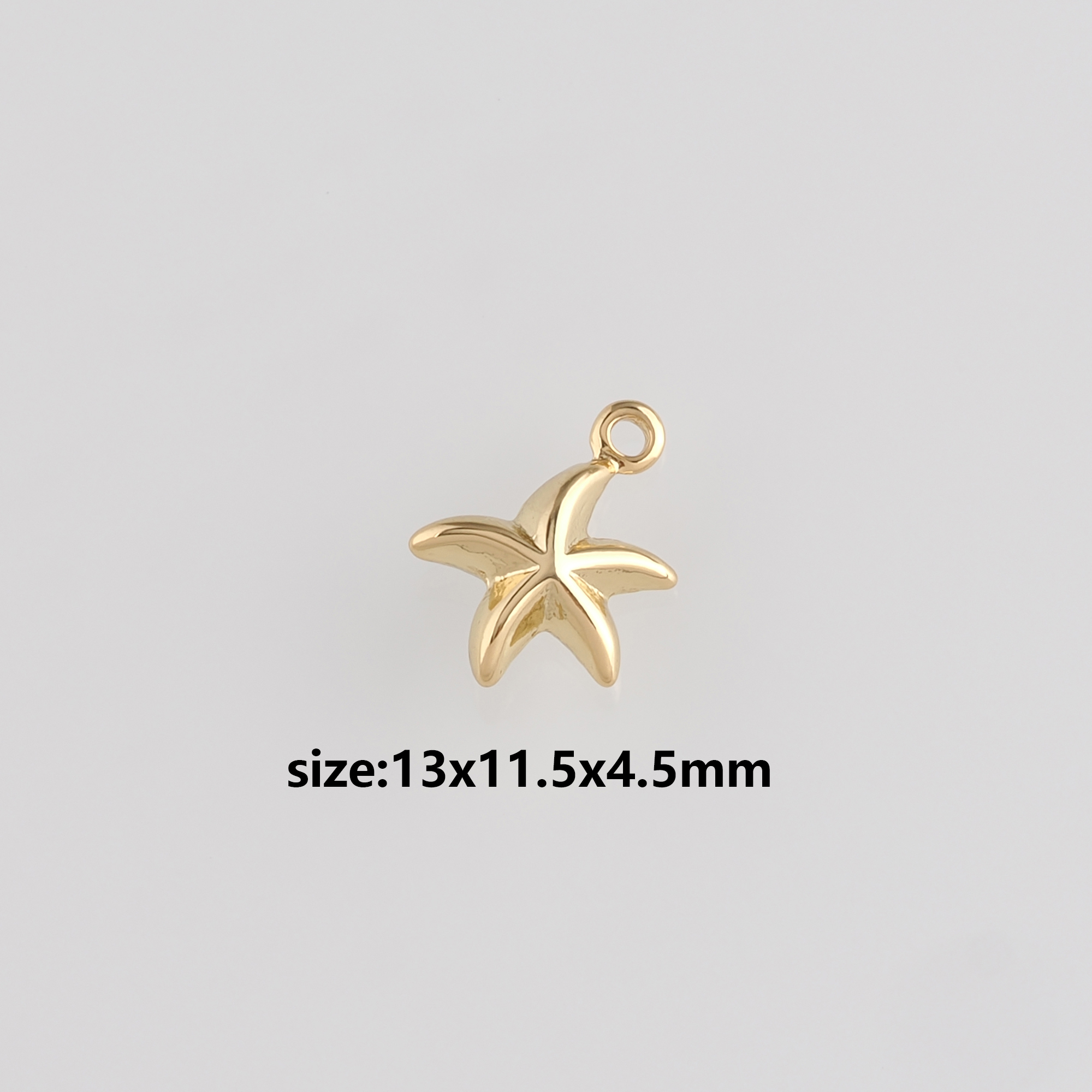 18K Gold Filled Starfish Pendant,Ocean Starfish Charm Earrings Necklace for DIY Jewelry Making Supply