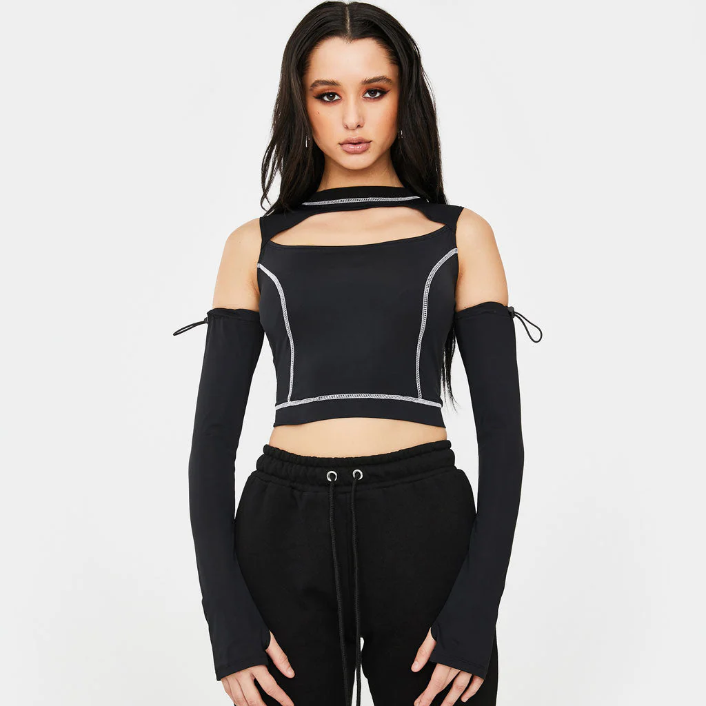 Cut Out Mock Neck Crop TopClistos