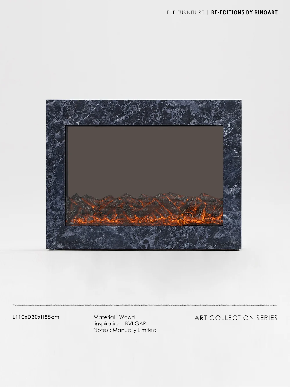 GA028 - Prussian Blue Fireplace Solid Wood Decorative Side Cabinet
