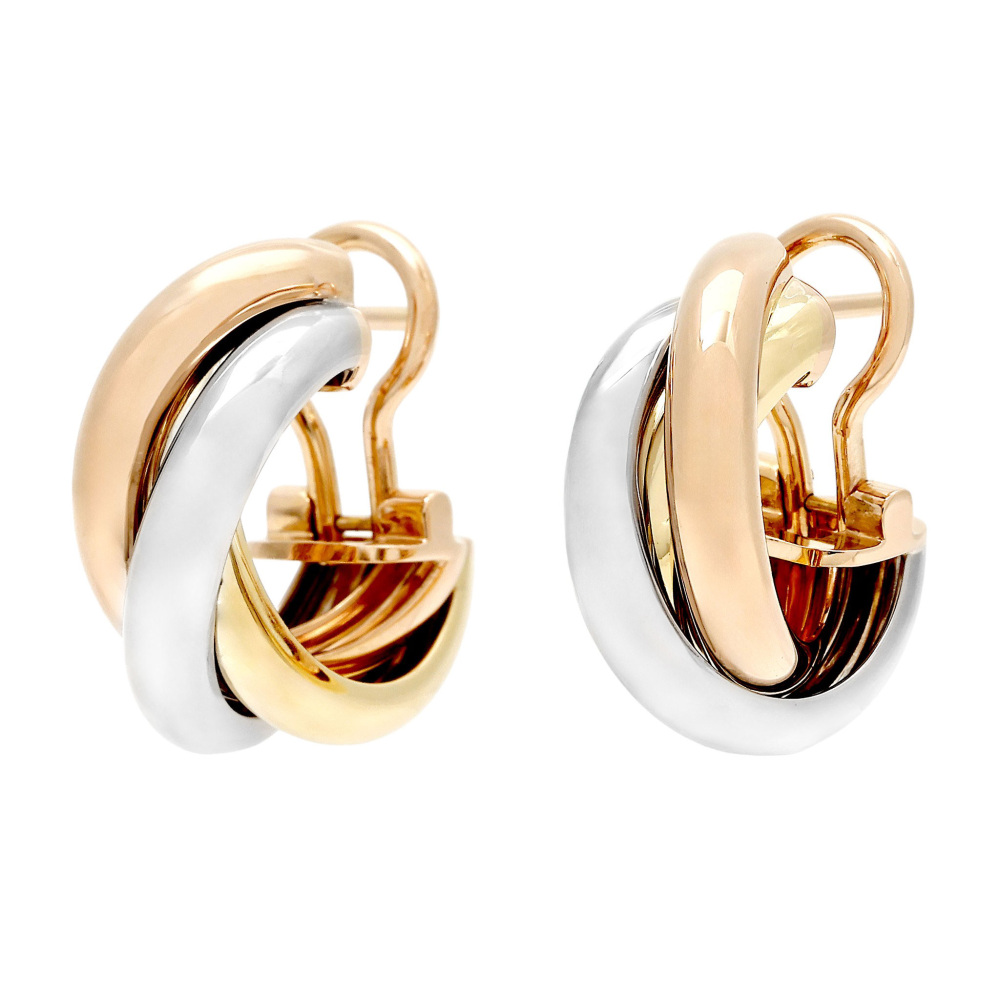 Cartier Trinity Classic Model Earrings Tri-Gold B80083231