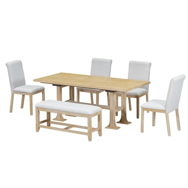 Extendable Dining Table Set,with Removable Leaf and Upholstered Chairs