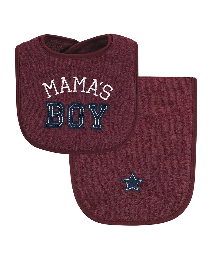 Hudson Baby Infant Girls Cotton Terry Bib and Burp Cloth Set, Mamas Boy
