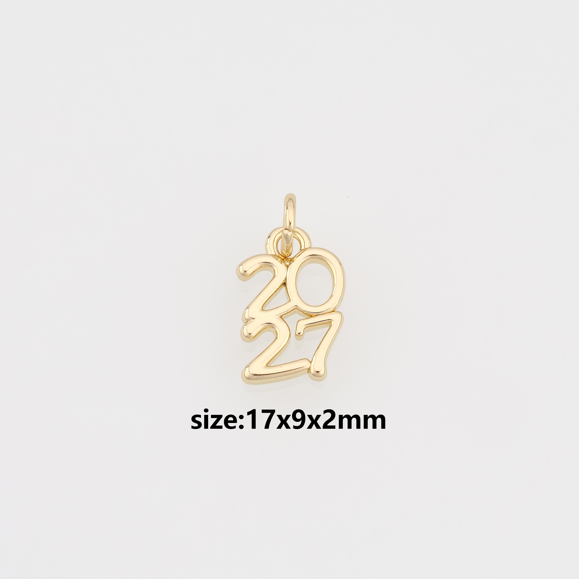 18K Gold Filled Year 2027 Pendant,Dainty 2027 Number Charm Earrings Necklace for DIY Jewelry Making Supply