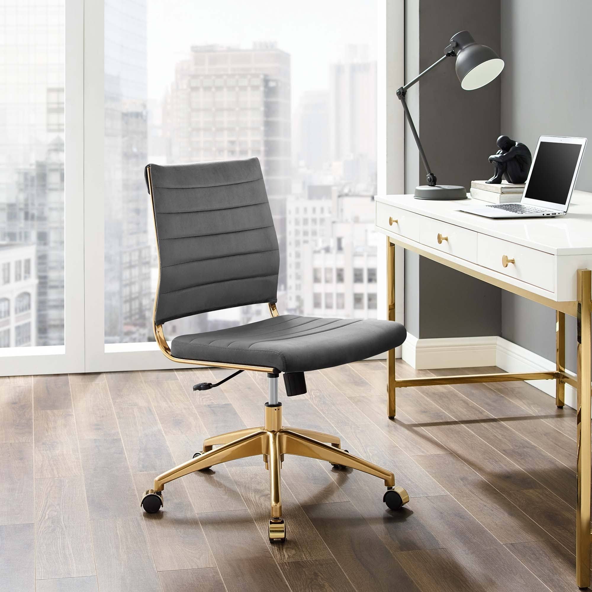 Modway Jive Armless Mid Back Performance Velvet Office Chair Gray