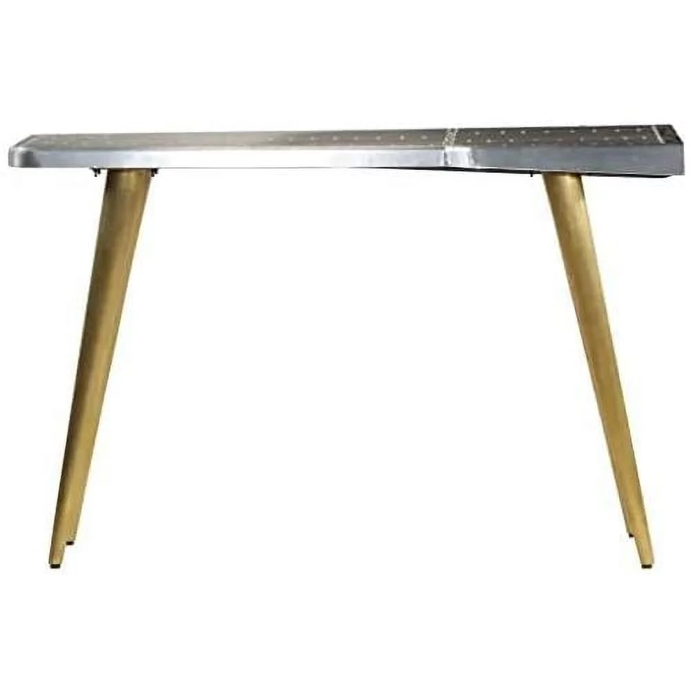 writing desk, vintage computer desk with steel legs, home office desk, living room study table workstation, industrial modern