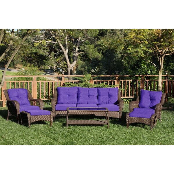 6piece Resin Wicker Patio Furniture Conversation Set with High Back
