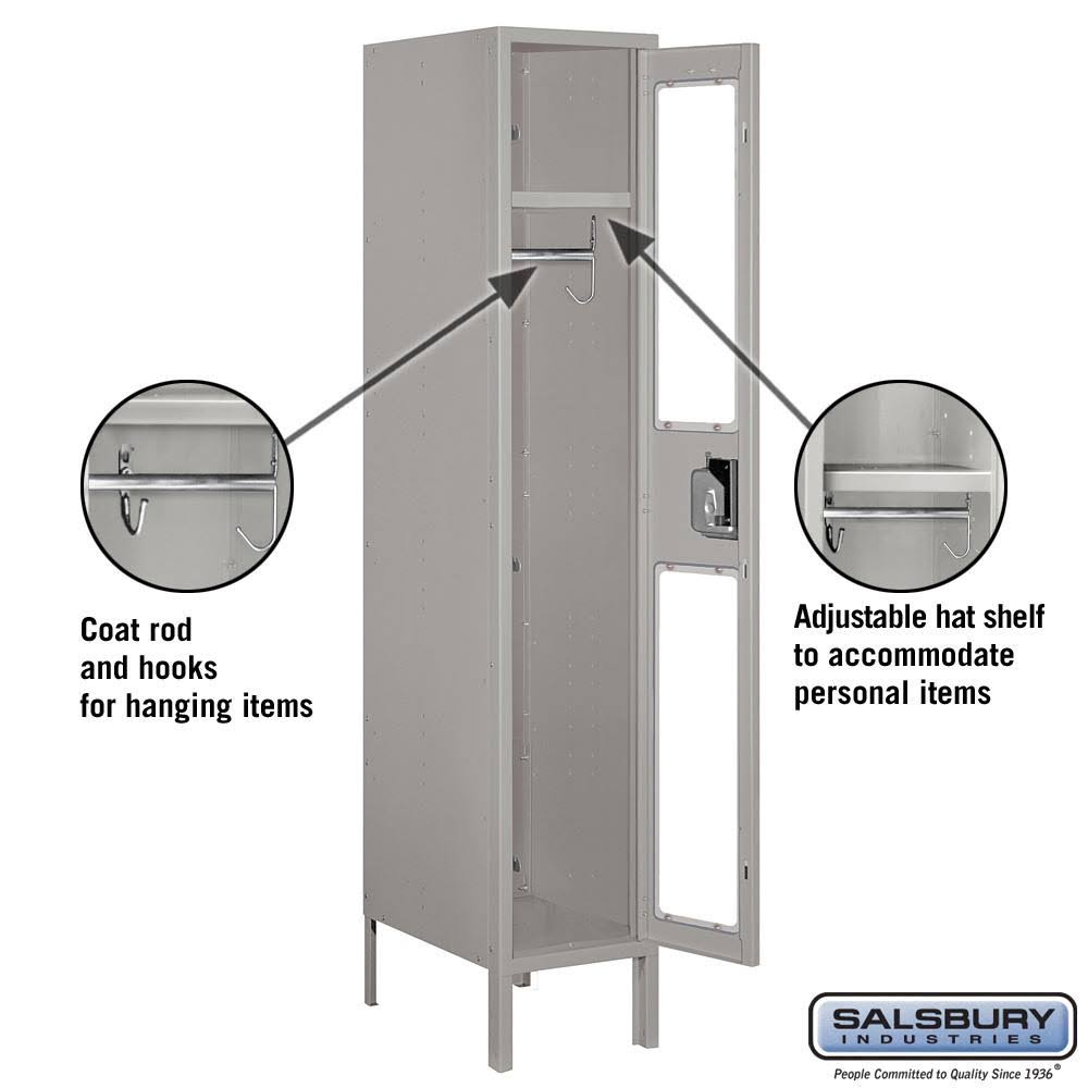Salsbury Industries S-61155TN-U See-Through Metal Locker - Single Tier - 1 Wide - 5 Feet High - 15 Inches Deep - Tan - Unassembl