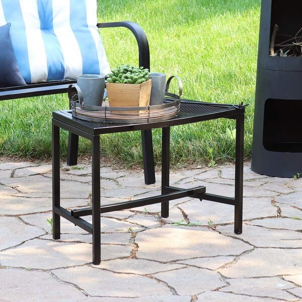 Sunnydaze Fire Pit Bench Black Mesh Steel 23 x 16 Inch