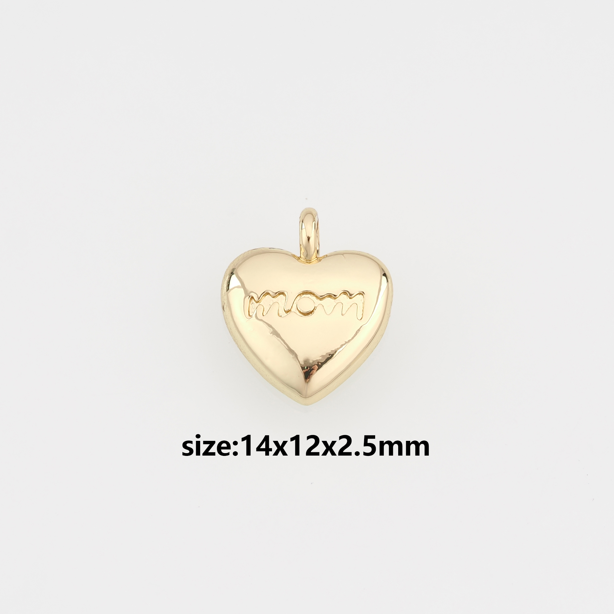 18K Gold Filled Heart Pendant,Dainty Heart Mom Charm Earrings Necklace for DIY Jewelry Making Supply