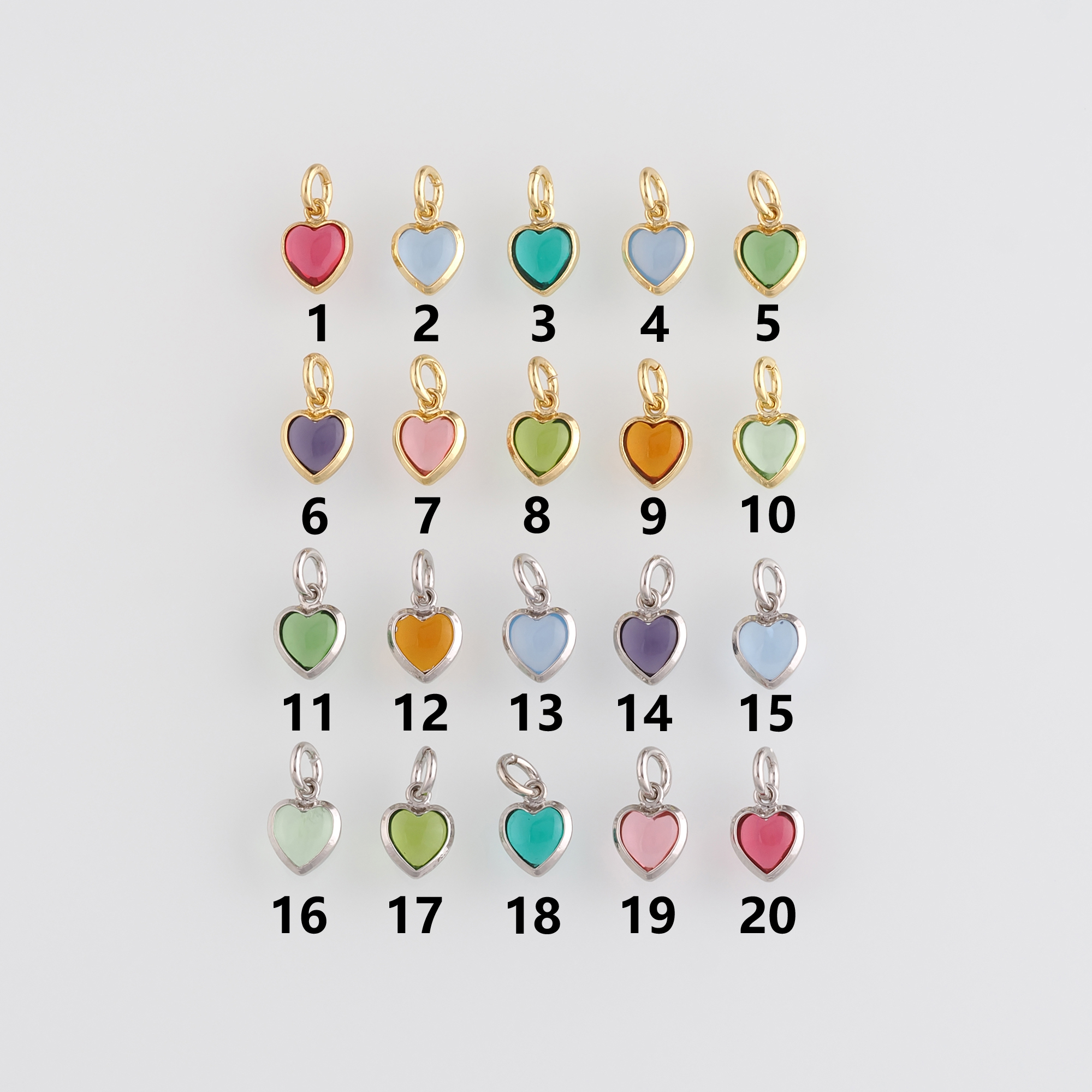 18K Gold Filled Heart Pendant,Enamel Heart Charm Earrings Necklace for DIY Jewelry Making Supply