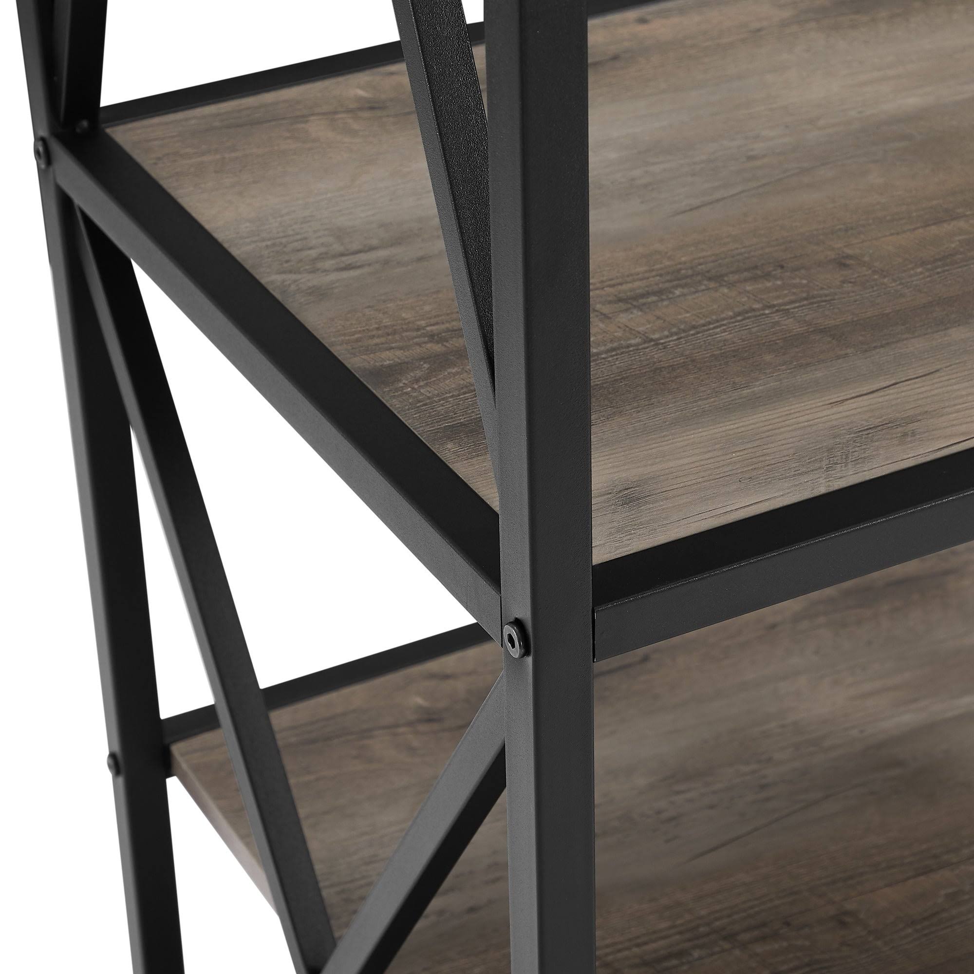 Carbon Loft Hattie 3-Piece X-Frame Entertainment Wall - Slate Grey / Black Metal