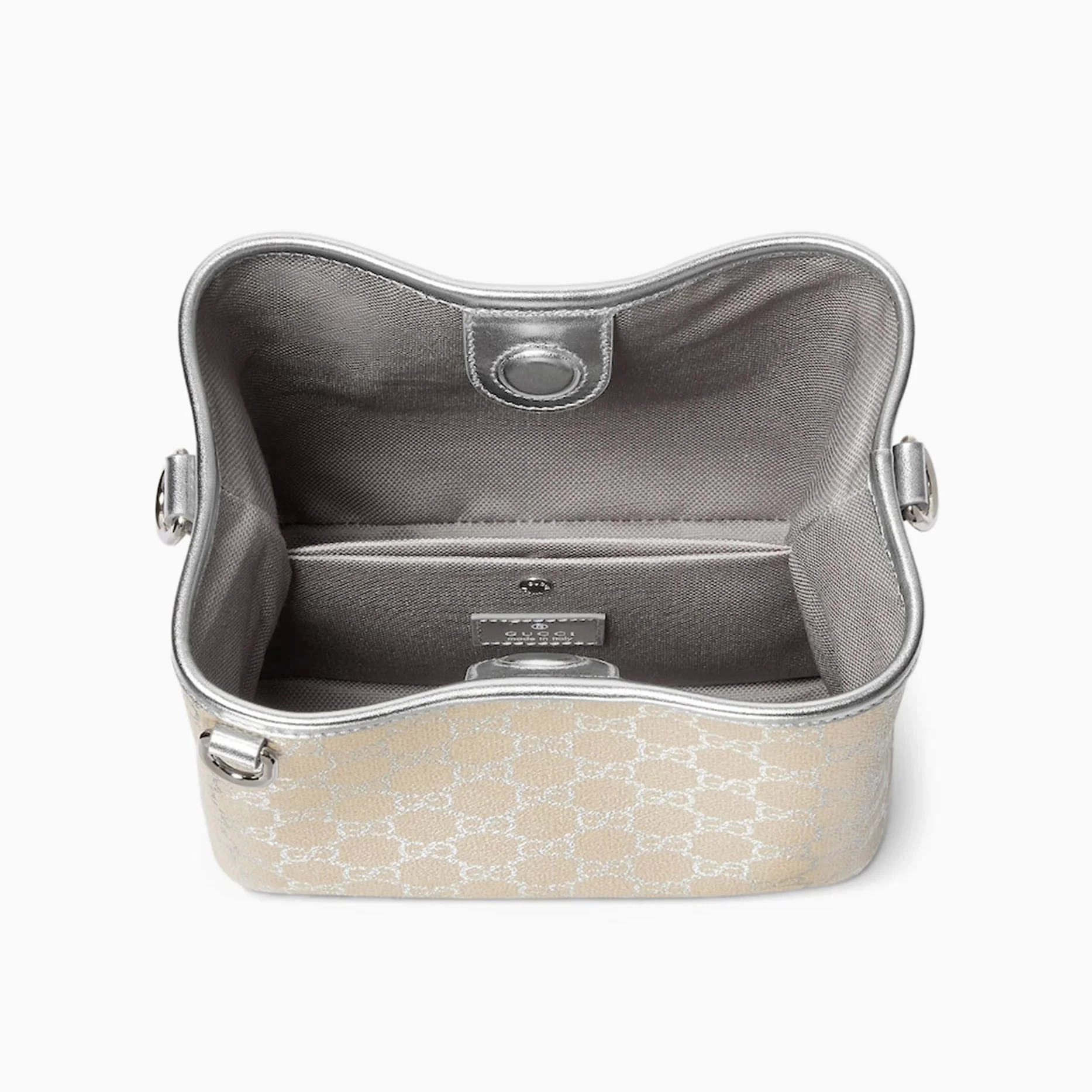 Gucci GG Supreme Monogram Emblem Leather Shoulder Bag - Beige