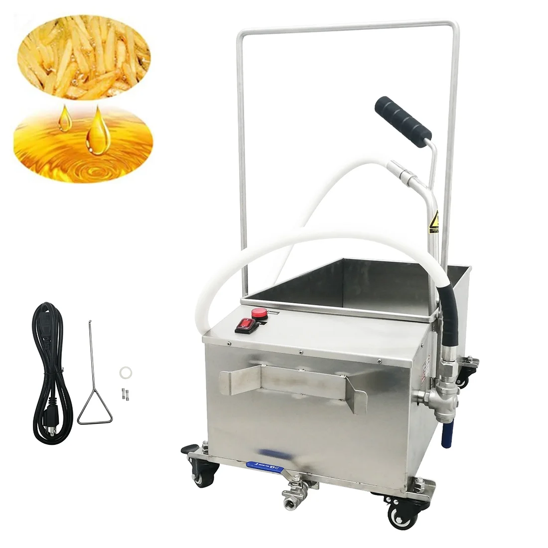INTBUYING 58L Electric Fryer Oil Filter Oil Filtration System Stainless Steel