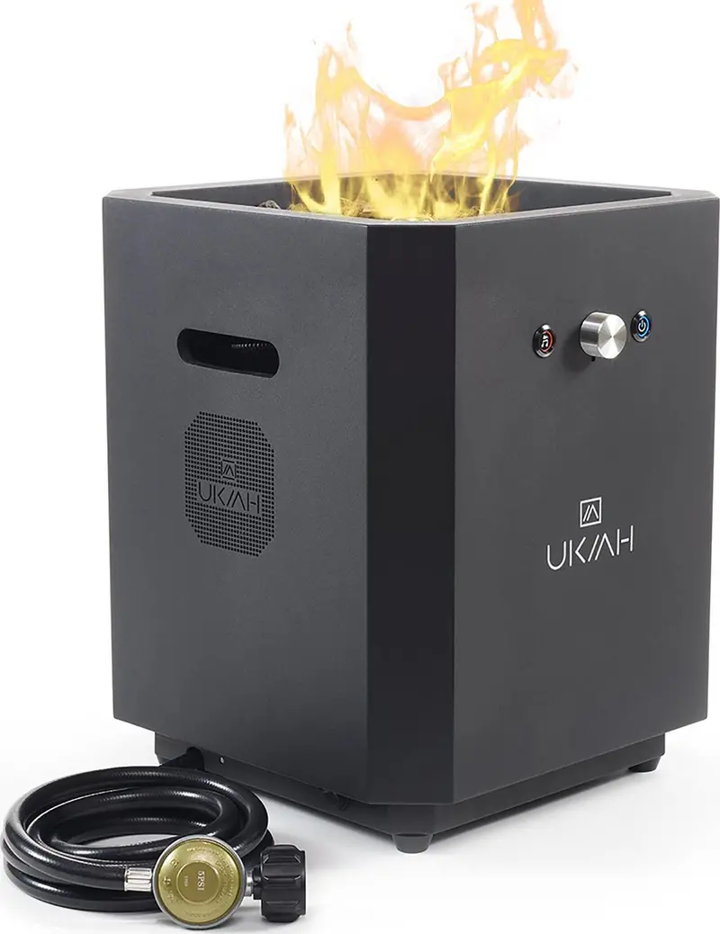Ukiah Note Portable Propane Fire Pit – Bluetooth Audio + Beat-Sync Lighting, All-in-One Outdoor Entertainment Unit