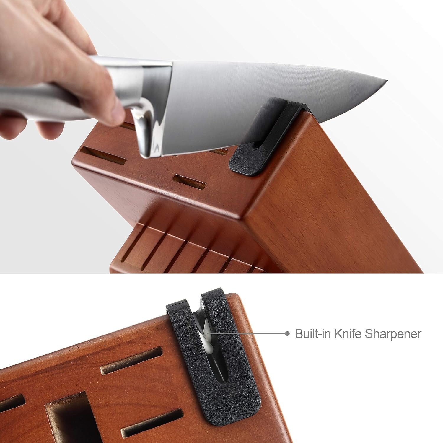 15-Piece Kitchen Knife Block Set German High-Carbon Stainless Steel Built-in Sharpener