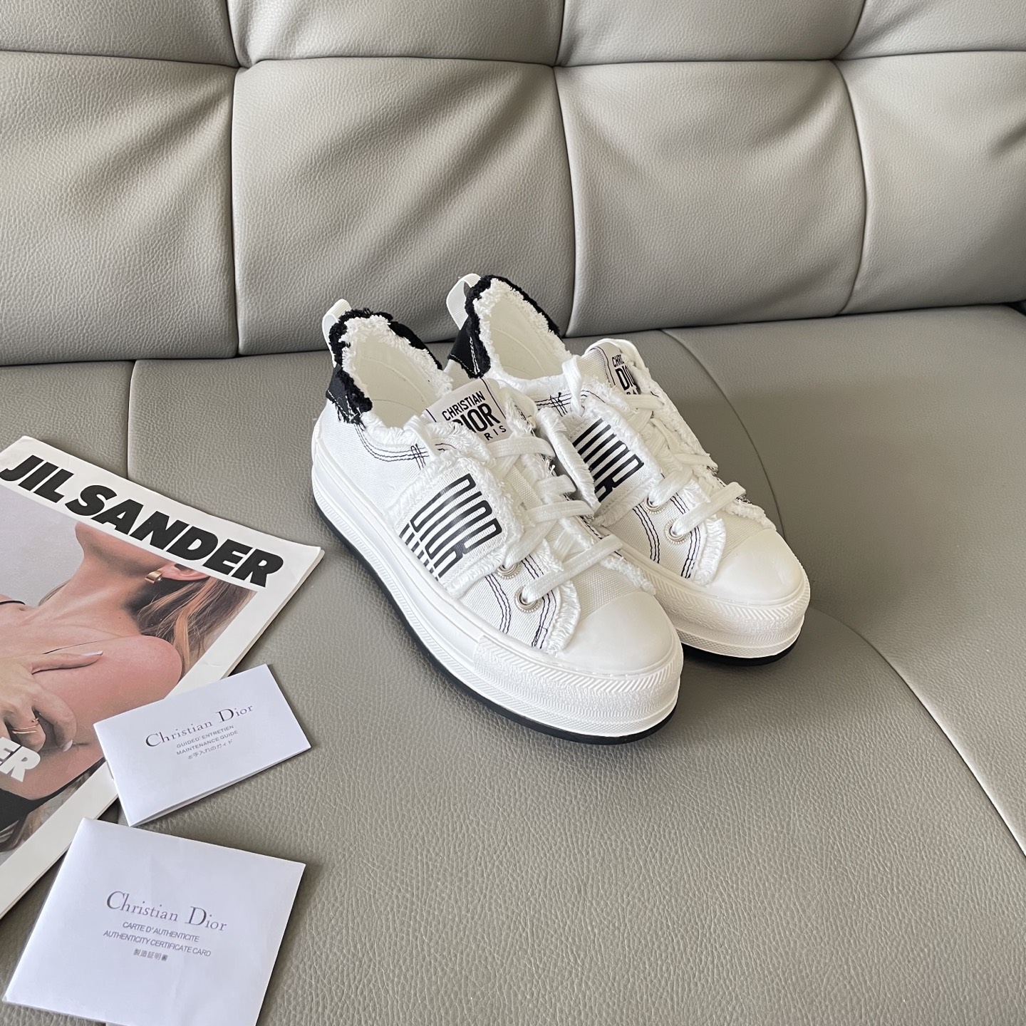 Dior platform embroidered canvas shoes - cnluxepick