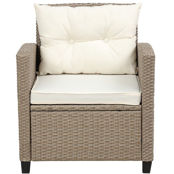 4 Piece Patio Wicker Sectional Sofa with Seat Cushions