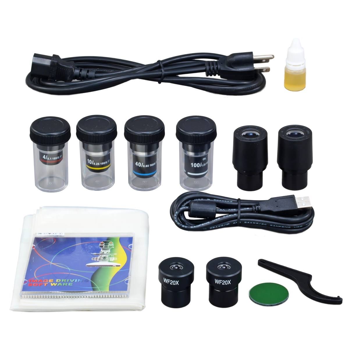 OMAX 40X-2000X Built-in 3MP Camera Binocular Compound Siedentopf LED Microscope with Phase Contrast Kit