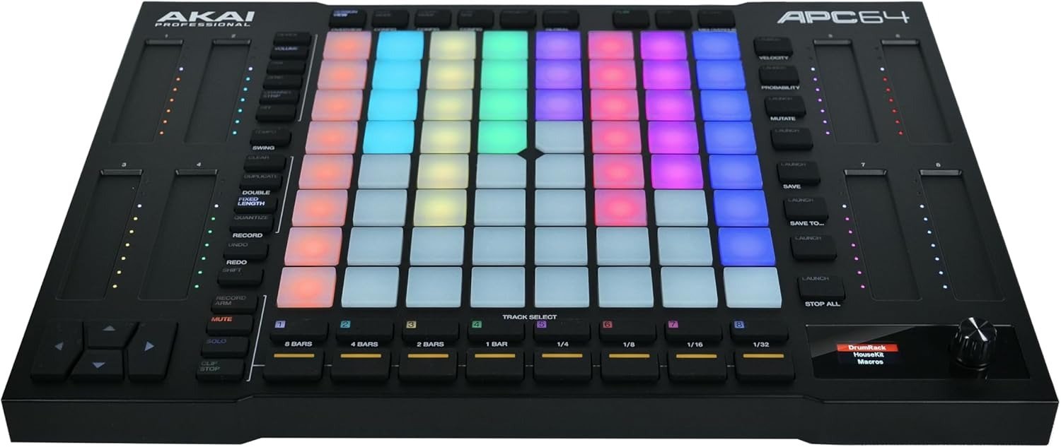 MIDI Controller with 8 Touch Strips, Step Sequencer, 64 RGB Velocity-Sensitive Pads, CV Gates, MIDI In and Out, USB-C
