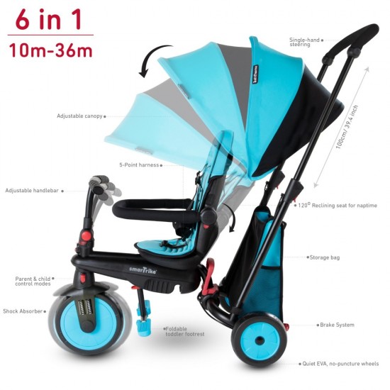 STR3, 6-in-1 Folding Stroller Tricycle, 10M+