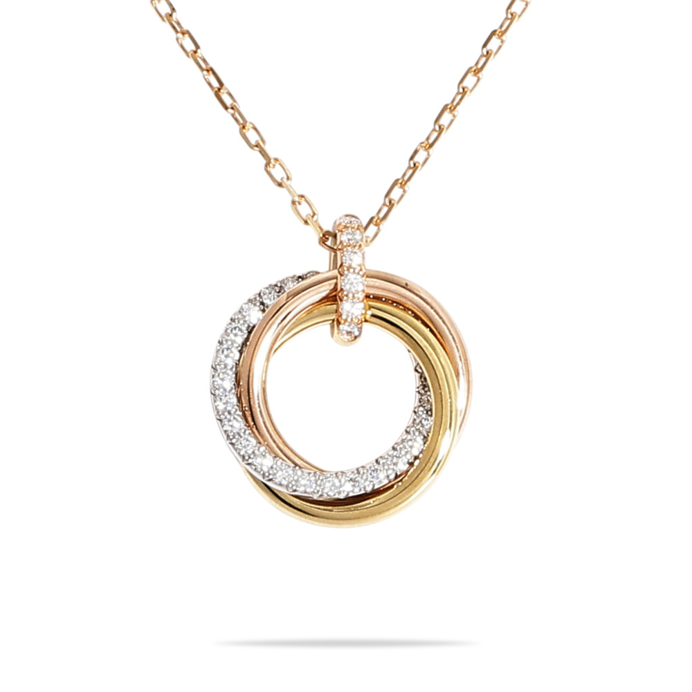 Cartier Trinity Necklace Tri-Gold Diamond B7224586