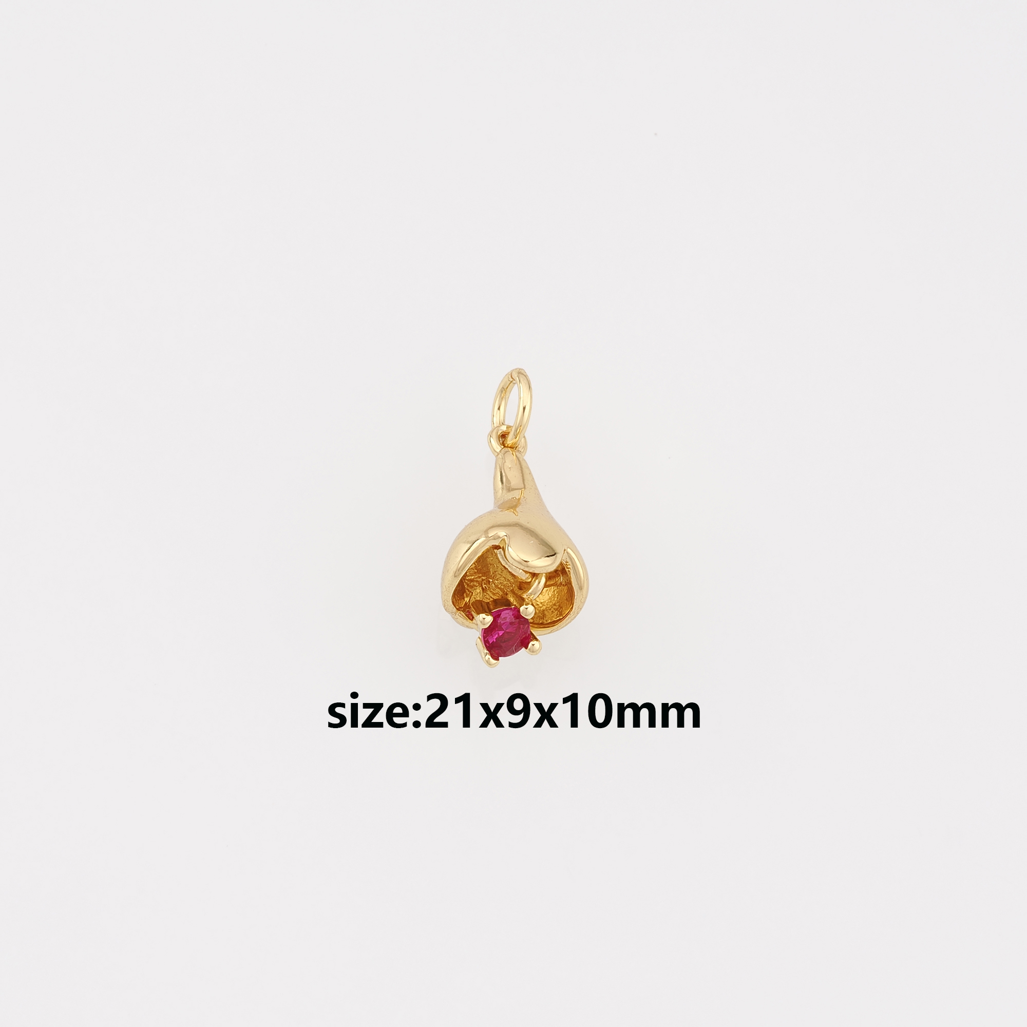 18K Gold Filled Flower Bud Pendant,CZ Micro Pave Flower Charm Earrings Necklace for DIY Jewelry Making Supply